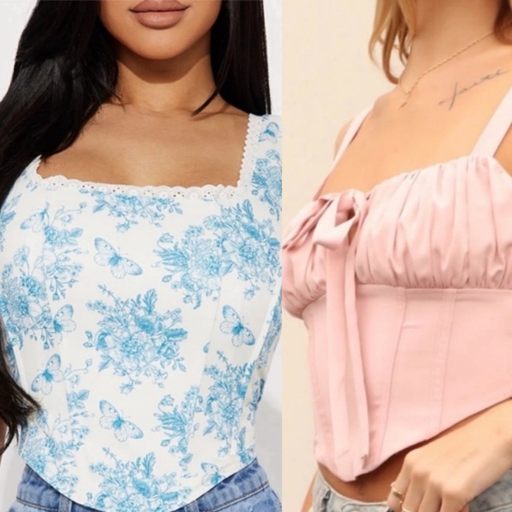 Fashion Nova 2 Piece Cropped Bustier Corset Bundle Size Medium